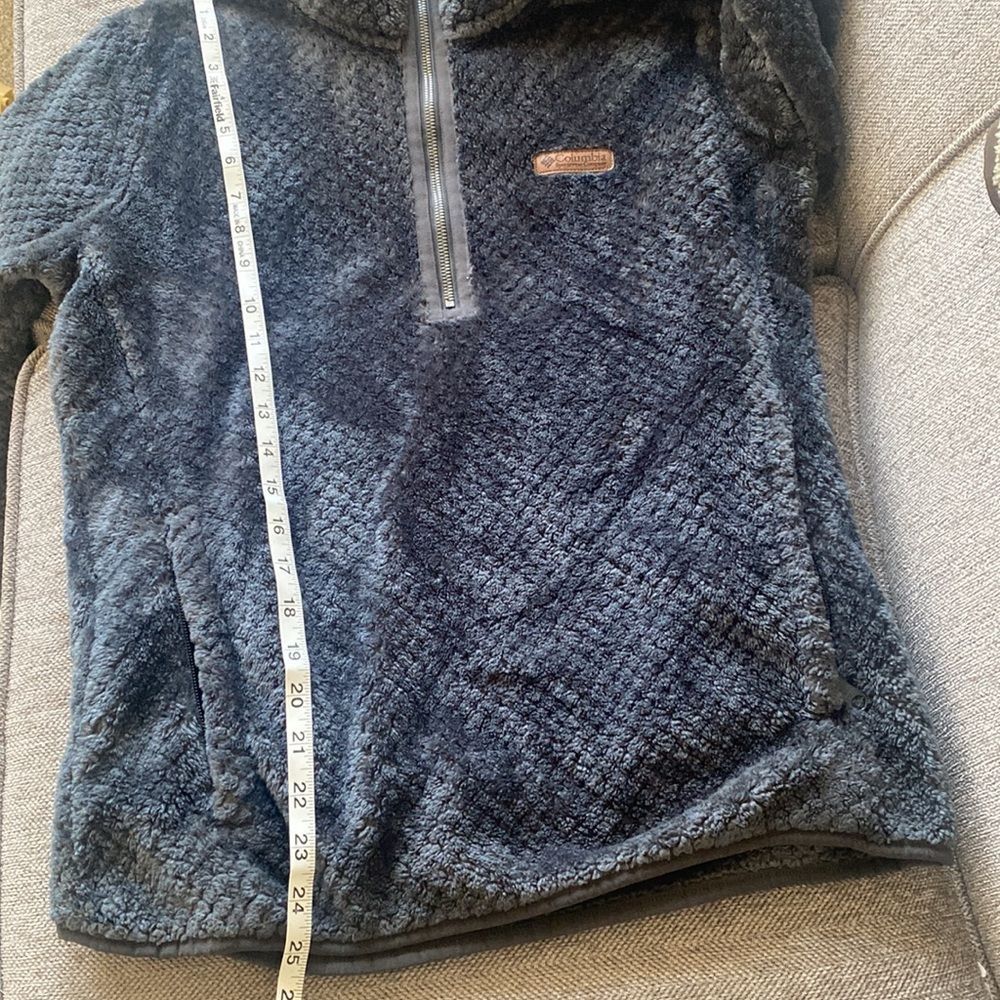 SOLD Columbia Fire Side Gray Super Warm Cozy Sherpa 1/4 Zip Pullover Jacket SZ M - Picture 9 of 12